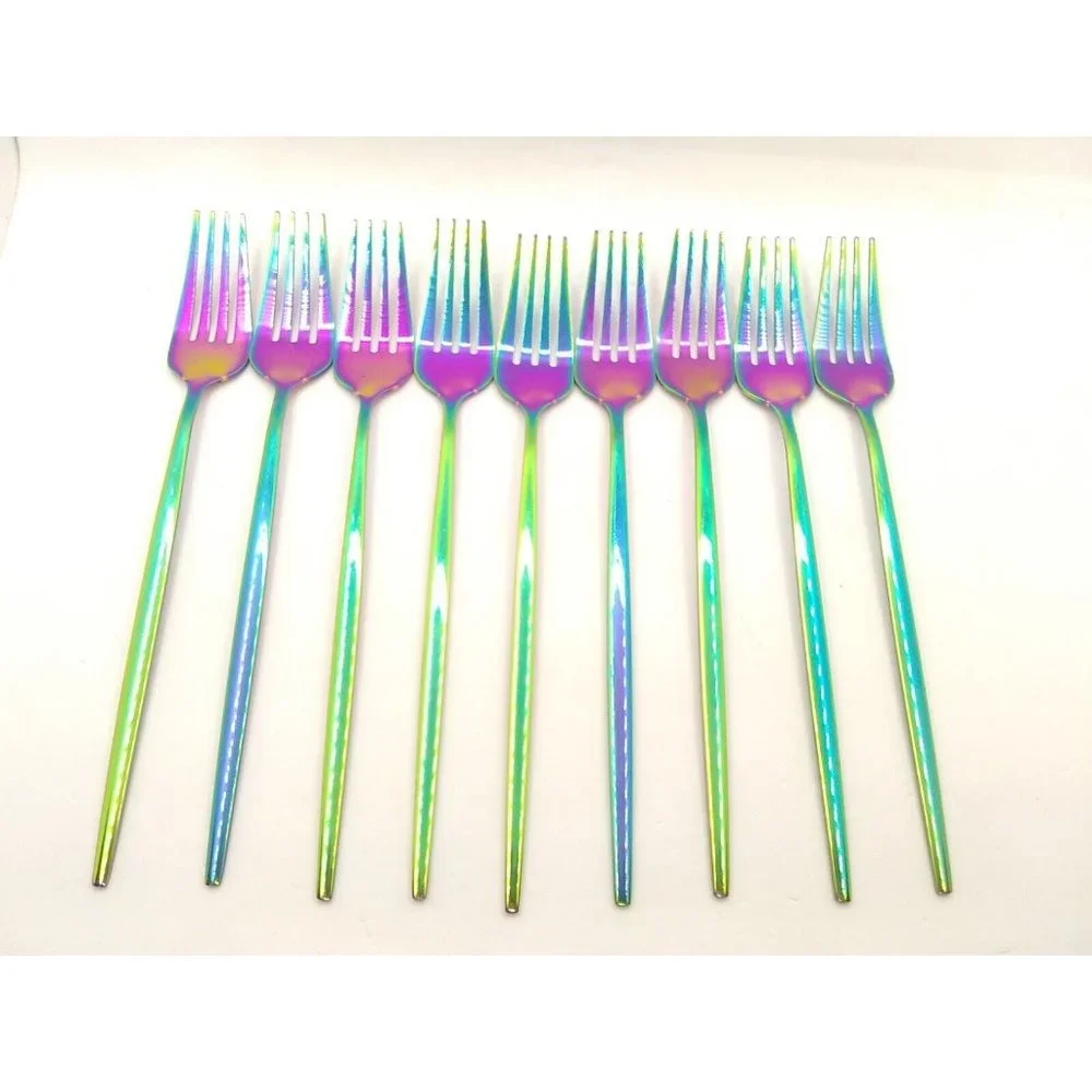 Iridescent Rainbow Stainless Steel Dinnerware Set - Multicolor